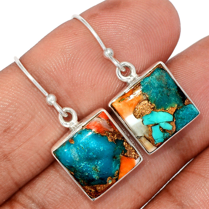 1.2" Spiny Oyster Arizona Turquoise Earrings - SOTE756