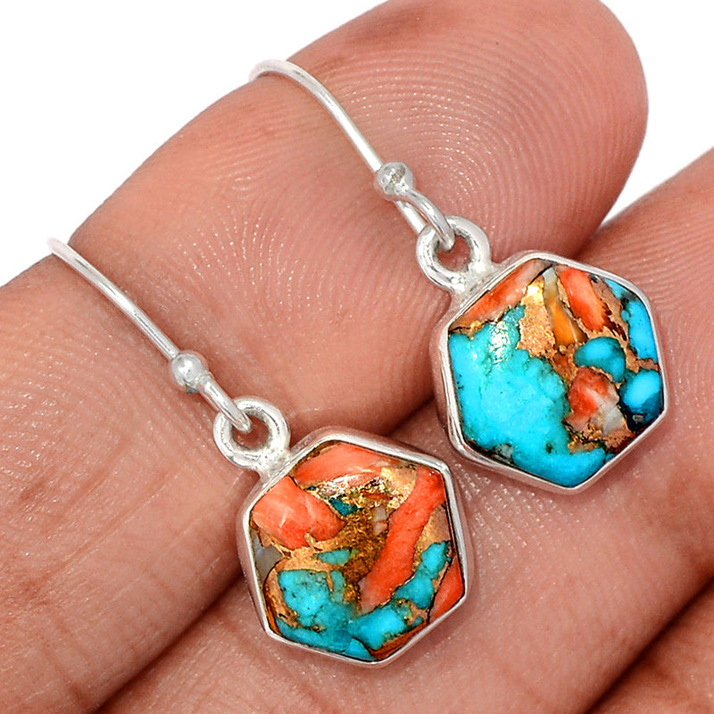 1.1" Spiny Oyster Arizona Turquoise Earrings - SOTE762