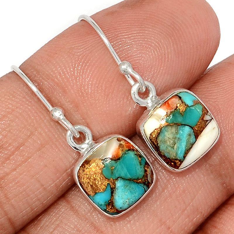 1.1" Spiny Oyster Arizona Turquoise Earrings - SOTE776