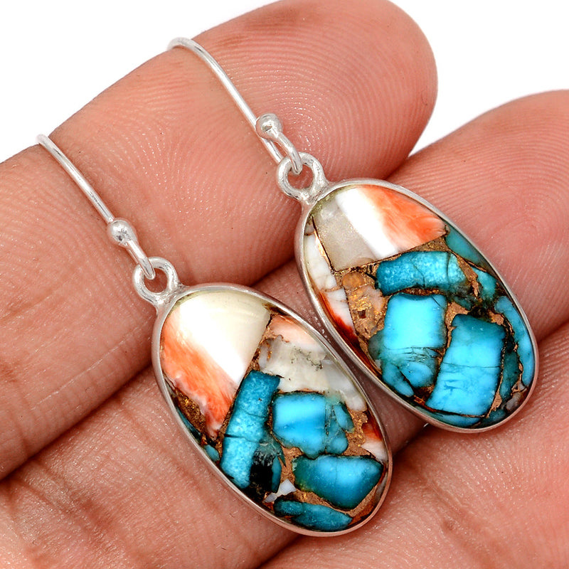 1.5" Spiny Oyster Arizona Turquoise Earrings - SOTE785