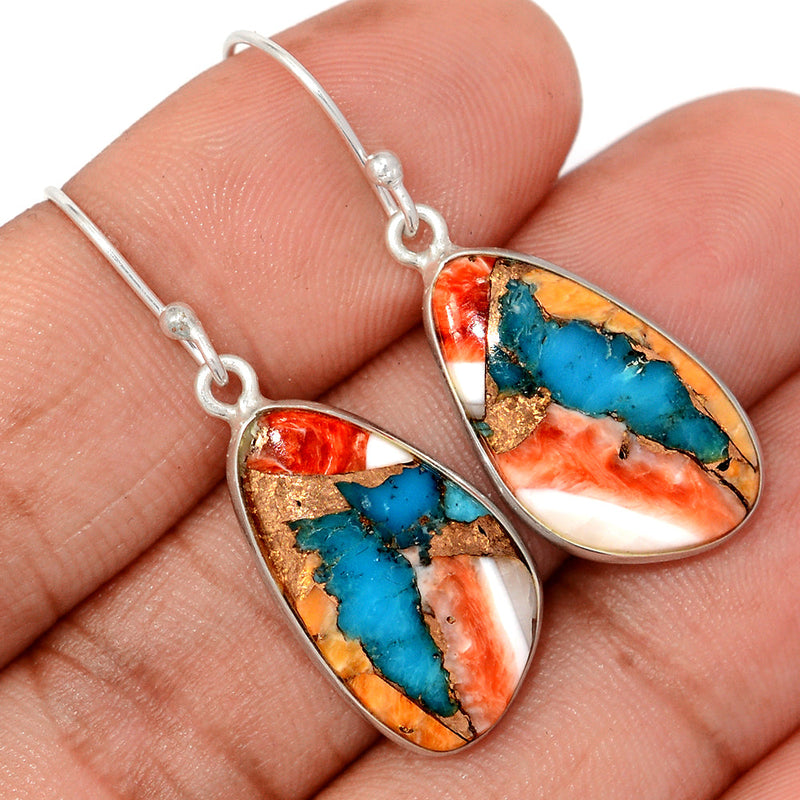 1.6" Spiny Oyster Arizona Turquoise Earrings - SOTE787
