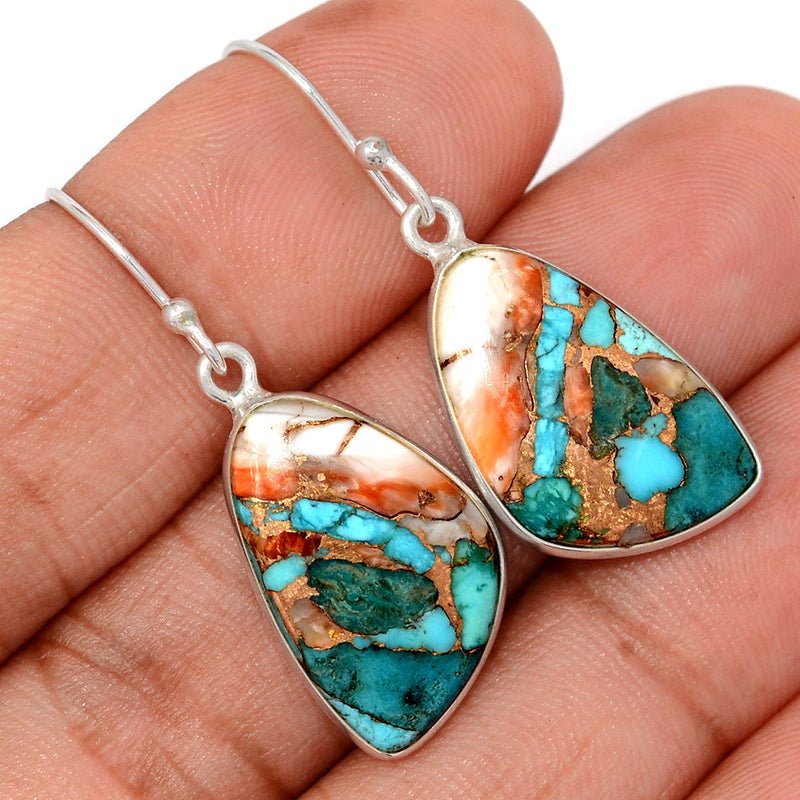 1.6" Spiny Oyster Arizona Turquoise Earrings - SOTE790