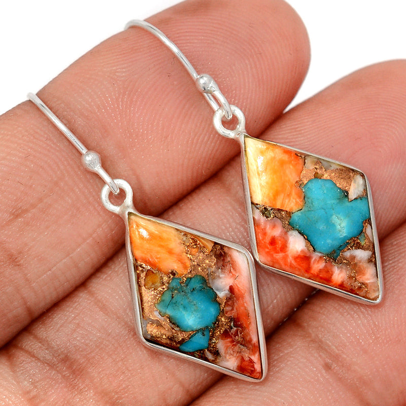 1.6" Spiny Oyster Arizona Turquoise Earrings - SOTE791
