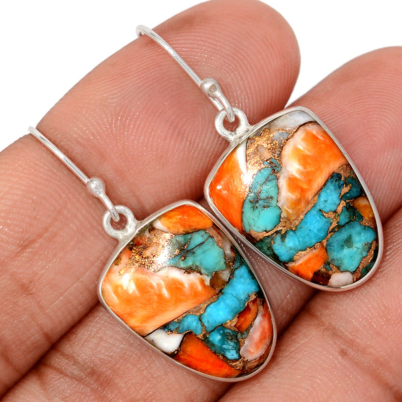 1.5" Spiny Oyster Arizona Turquoise Earrings - SOTE803