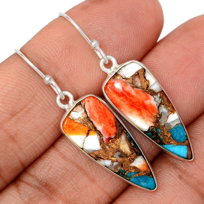 1.6" Spiny Oyster Arizona Turquoise Earrings - SOTE808