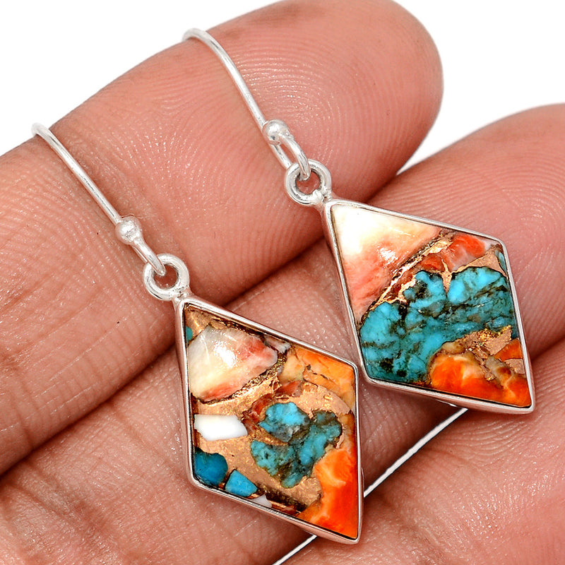 1.5" Spiny Oyster Arizona Turquoise Earrings - SOTE814