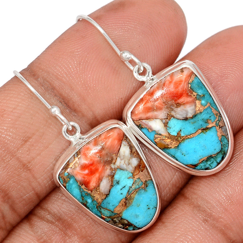 1.5" Spiny Oyster Arizona Turquoise Earrings - SOTE829