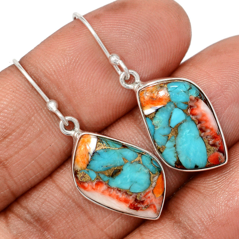 1.5" Spiny Oyster Arizona Turquoise Earrings - SOTE836