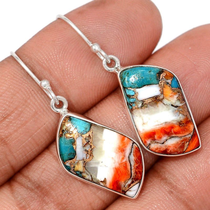 1.5" Spiny Oyster Arizona Turquoise Earrings - SOTE847