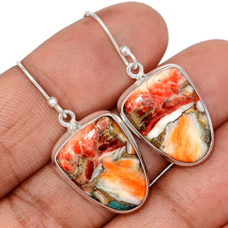 1.5" Spiny Oyster Arizona Turquoise Earrings - SOTE853