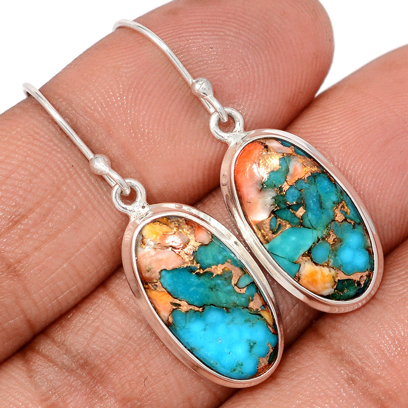 1.5" Spiny Oyster Arizona Turquoise Earrings - SOTE856