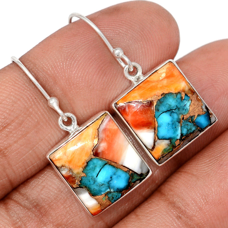 1.2" Spiny Oyster Arizona Turquoise Earrings - SOTE857