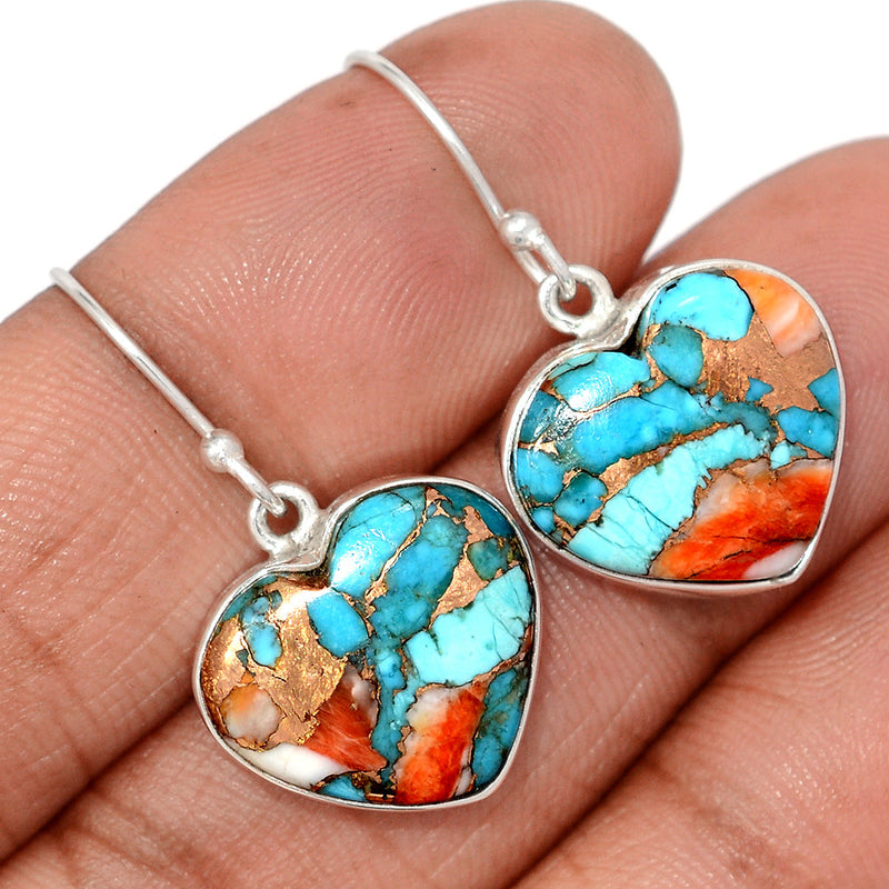 1.2" Spiny Oyster Arizona Turquoise Earrings - SOTE858