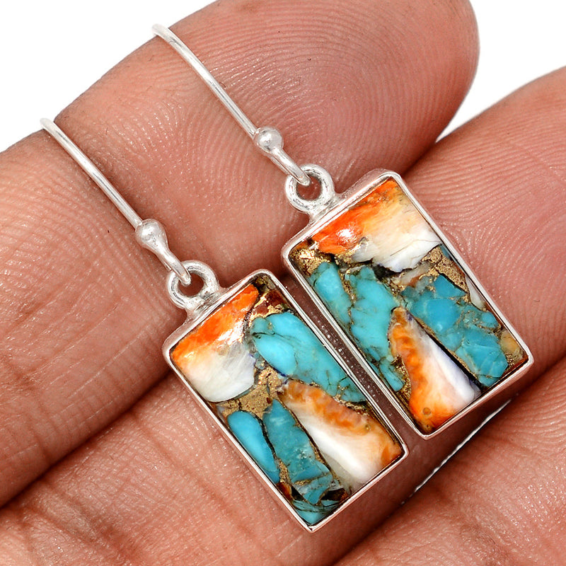 1.3" Spiny Oyster Arizona Turquoise Earrings - SOTE860