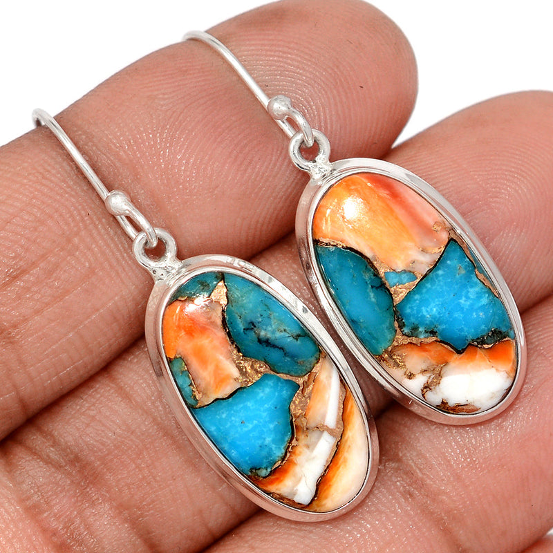 1.6" Spiny Oyster Arizona Turquoise Earrings - SOTE861