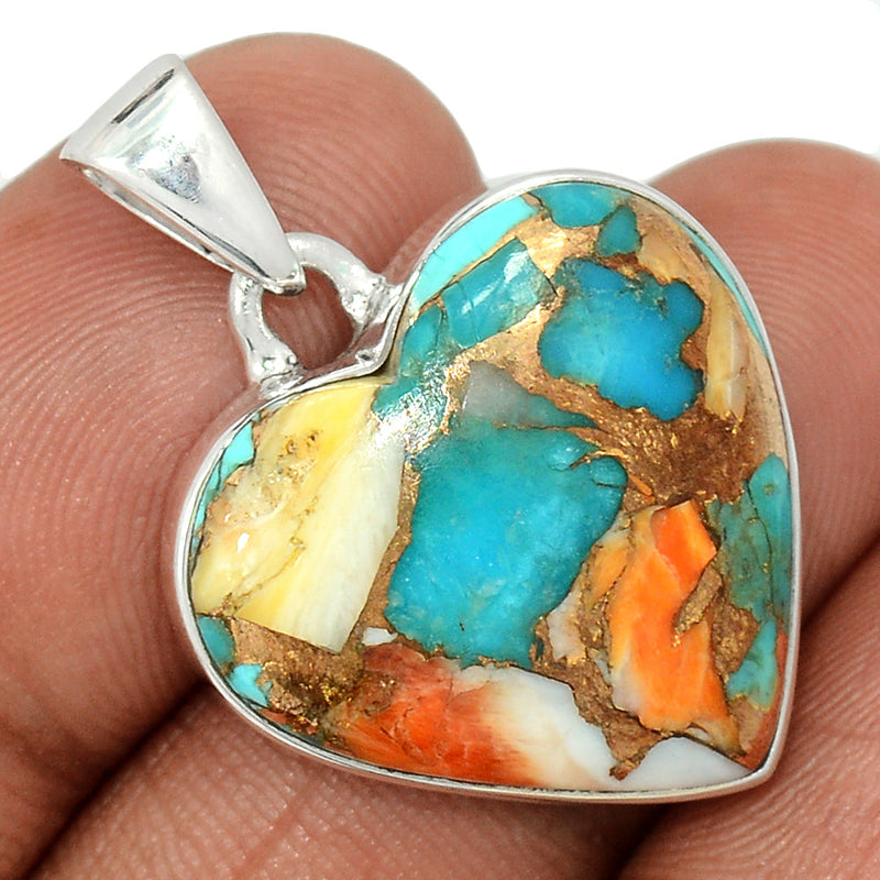1.3" Heart - Spiny Oyster Arizona Turquoise Pendants - SOTP1248