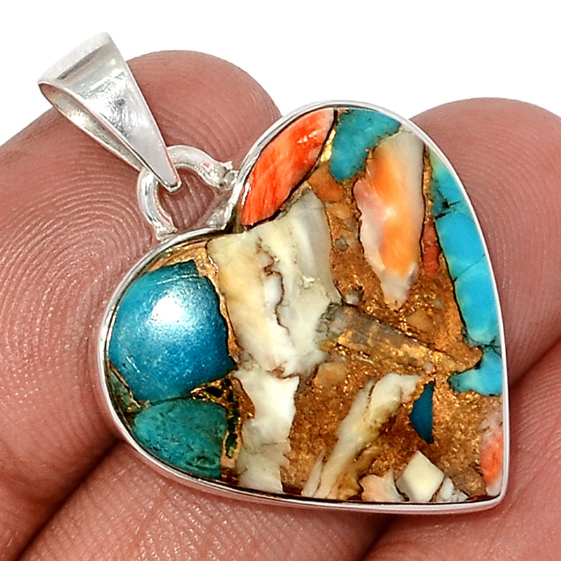 1.3" Heart - Spiny Oyster Arizona Turquoise Pendants - SOTP1281