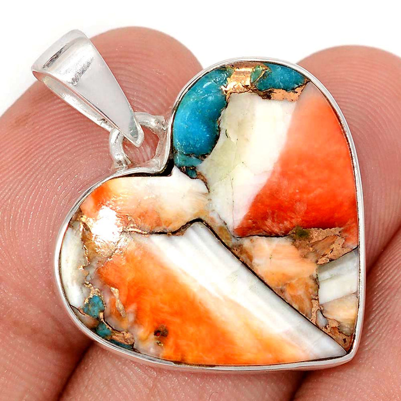 1.3" Heart - Spiny Oyster Arizona Turquoise Pendants - SOTP1284