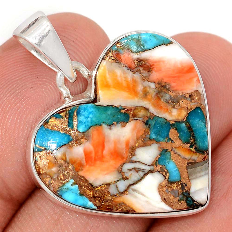 1.3" Heart - Spiny Oyster Arizona Turquoise Pendants - SOTP1288