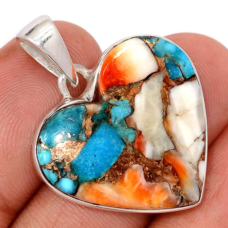 1.3" Heart - Spiny Oyster Arizona Turquoise Pendants - SOTP1291