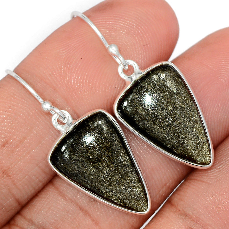 1.5" Silver Sheen Obsidian Earrings - SSOE51