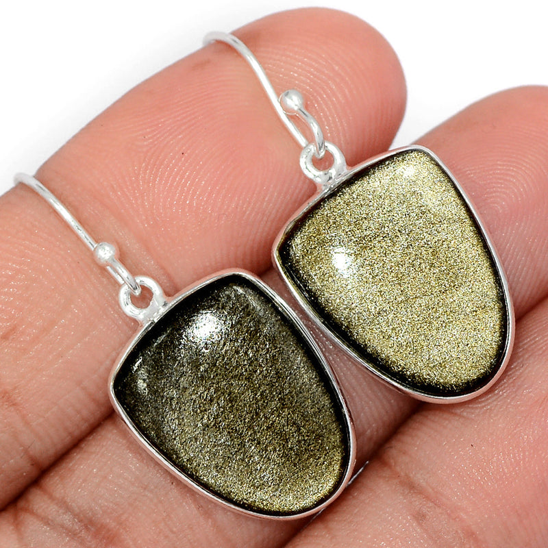 1.5" Silver Sheen Obsidian Earrings - SSOE52
