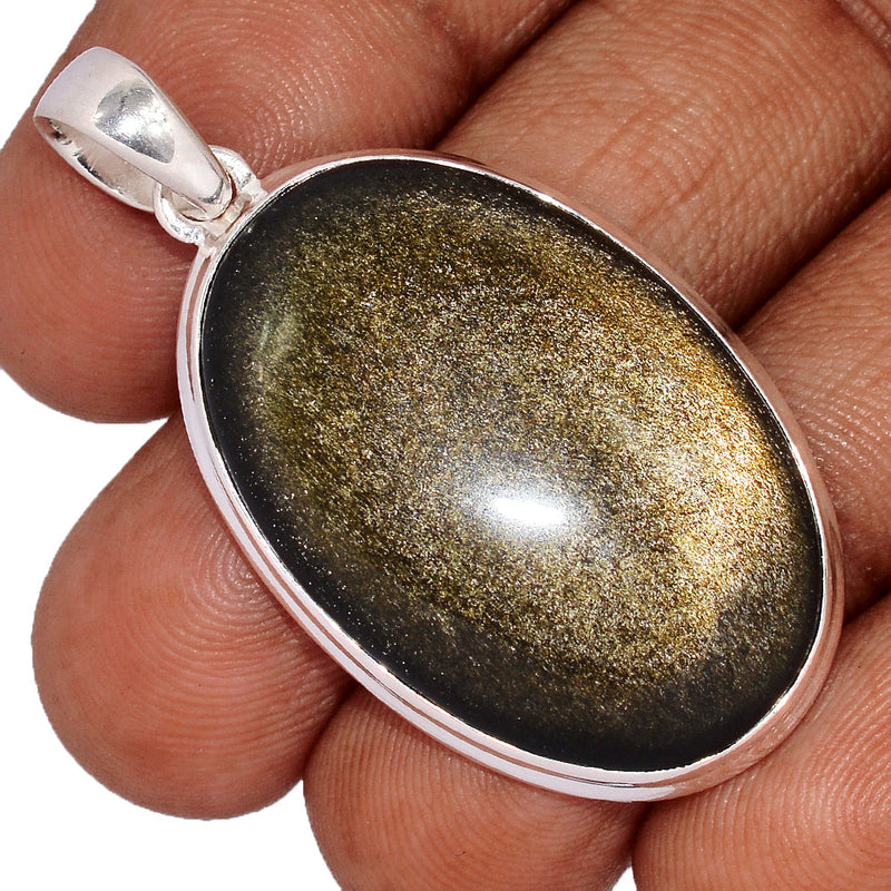 1.8" Silver Sheen Obsidian Pendants - SSOP211