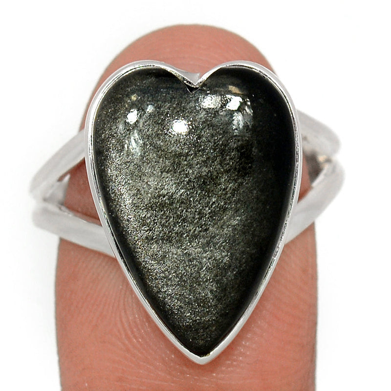 Heart - Silver Sheen Obsidian Ring - SSOR1