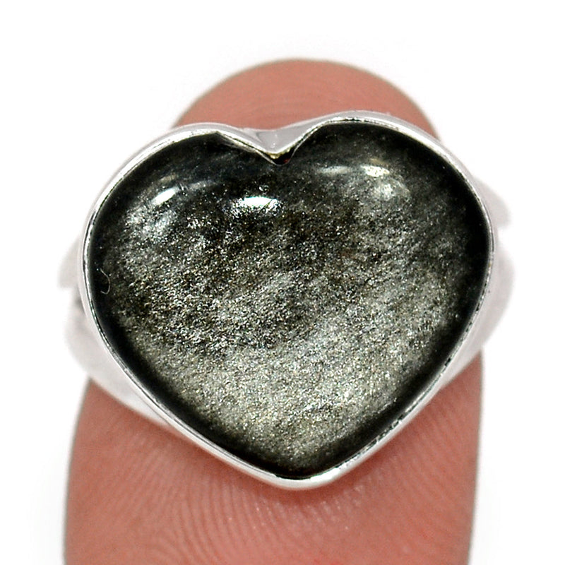 Heart - Silver Sheen Obsidian Ring - SSOR29