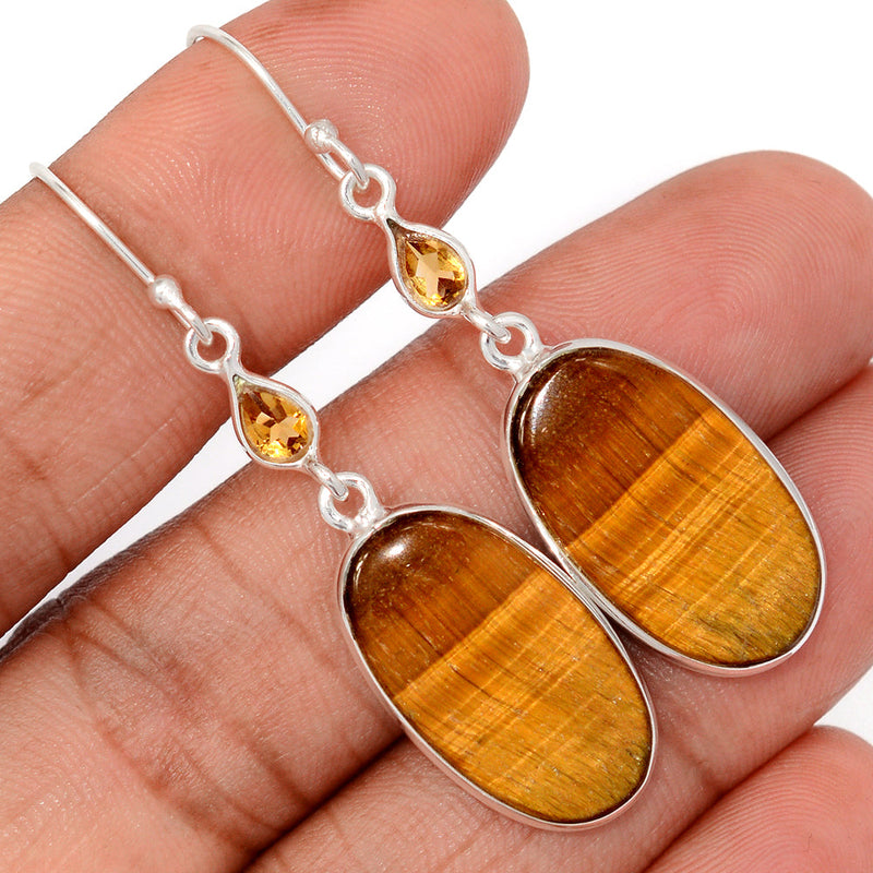 2.1" Tiger Eye & Citrine Earrings - TEYE900
