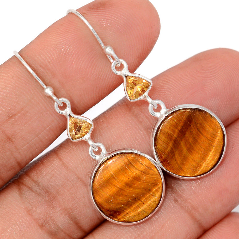 1.7" Tiger Eye & Citrine Earrings - TEYE915