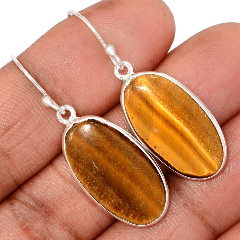 1.6" Lip Setting - Tiger Eye Earrings - TEYE958