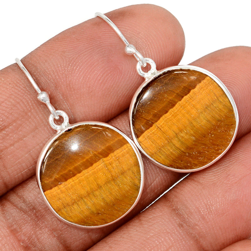 1.3" Lip Setting - Tiger Eye Earrings - TEYE959