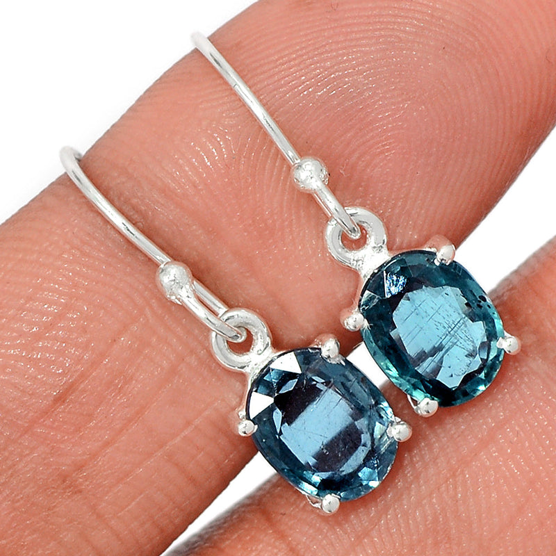 1.1" Claw - Teal Blue Kyanite Faceted Earrings - TKFE76