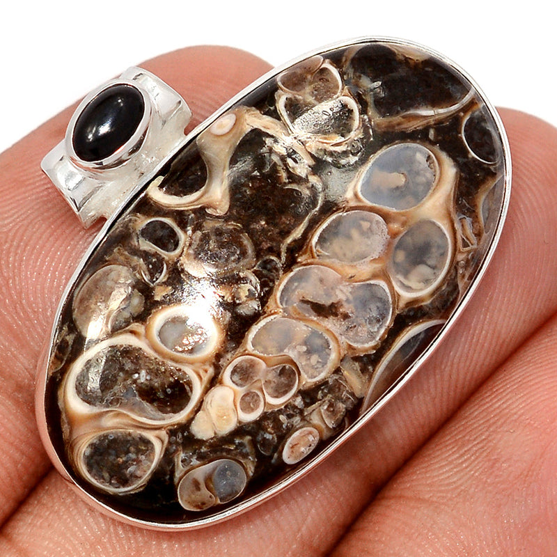 1.1" Turtella Jasper & Black Onyx Pendants - TTJP764
