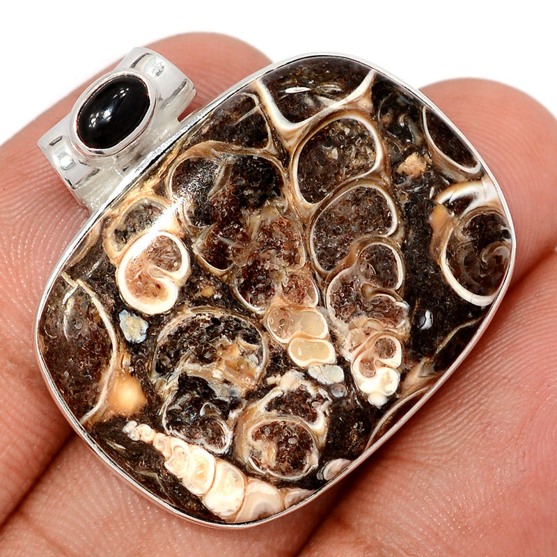 1.2" Turtella Jasper & Black Onyx Pendants - TTJP765