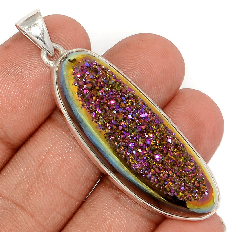 2.1" Titanium Window Druzy Pendants - TWDP914