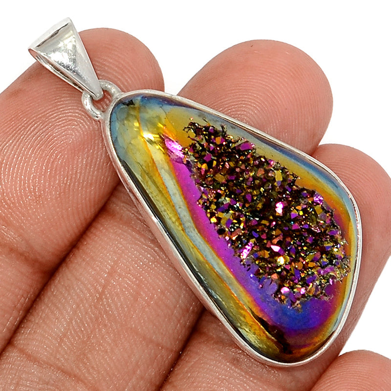 1.7" Titanium Window Druzy Pendants - TWDP915