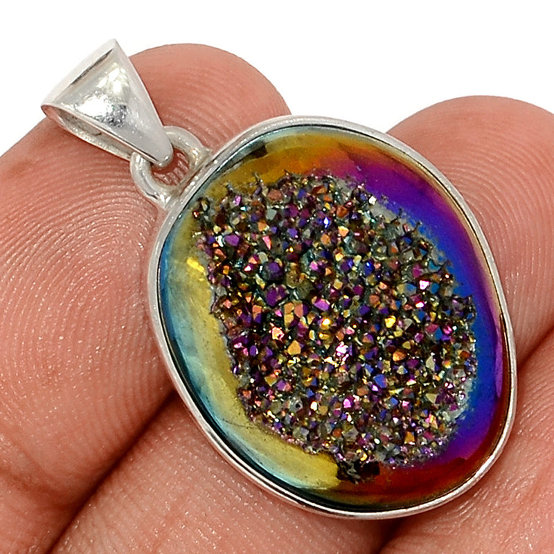 1.2" Titanium Window Druzy Pendants - TWDP922