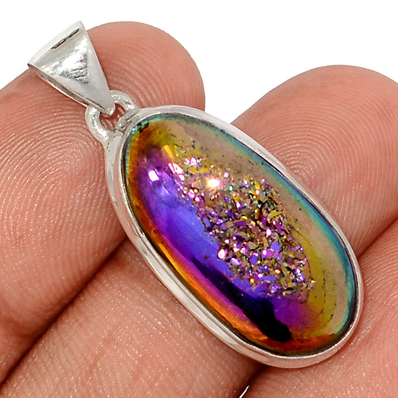 1.3" Titanium Window Druzy Pendants - TWDP923