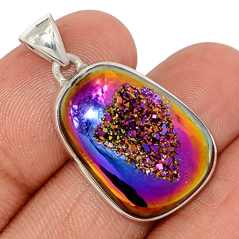 1.3" Titanium Window Druzy Pendants - TWDP925