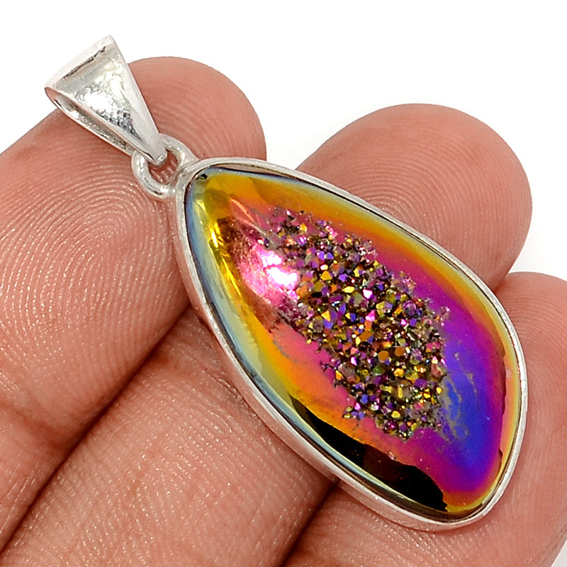 1.6" Titanium Window Druzy Pendants - TWDP926