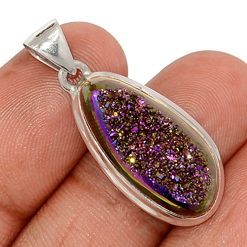 1.3" Titanium Window Druzy Pendants - TWDP930