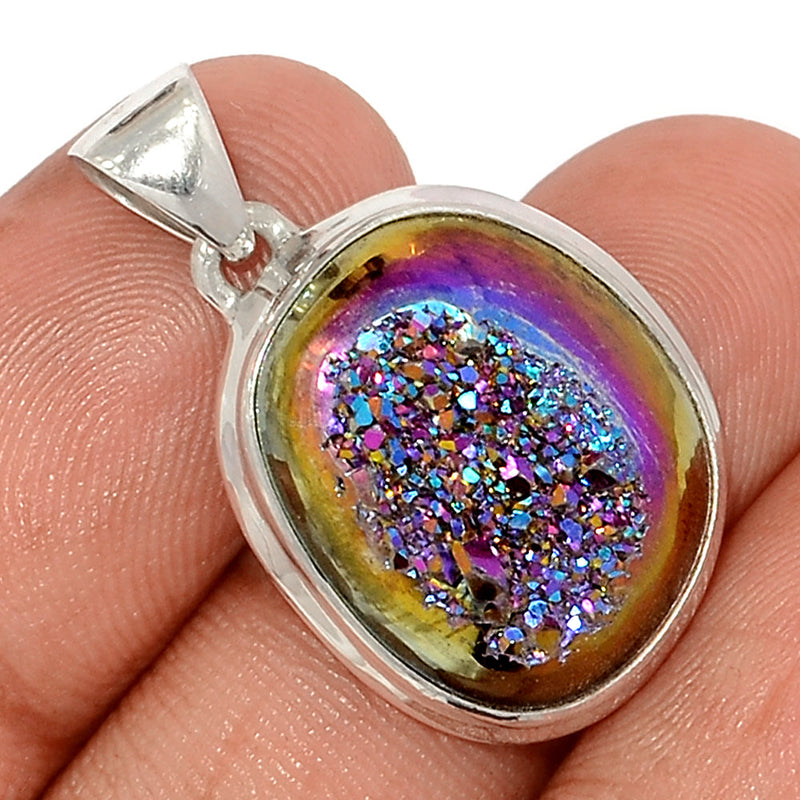 1.2" Titanium Window Druzy Pendants - TWDP931