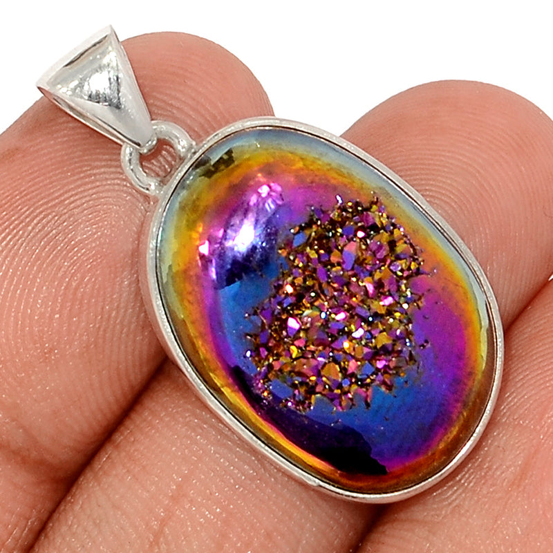 1.3" Titanium Window Druzy Pendants - TWDP933