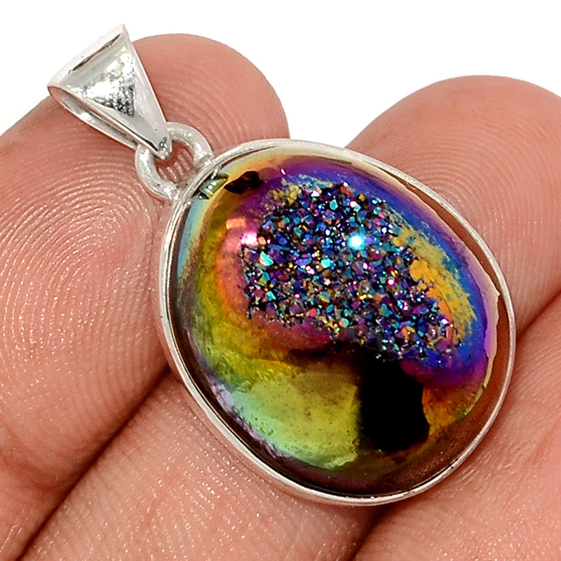 1.2" Titanium Window Druzy Pendants - TWDP935