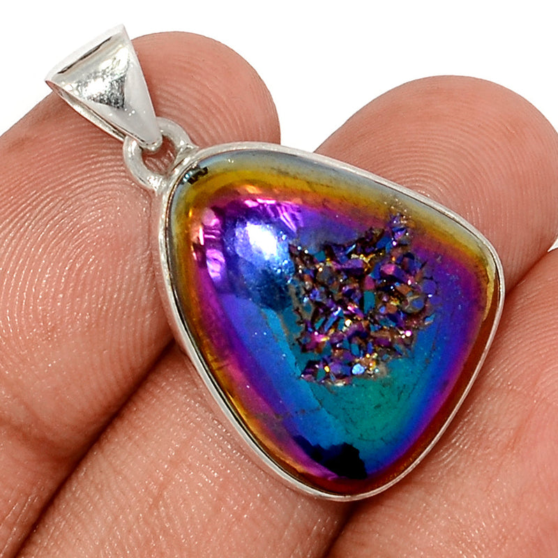 1.2" Titanium Window Druzy Pendants - TWDP936