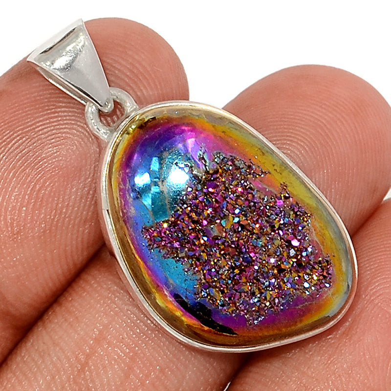 1.3" Titanium Window Druzy Pendants - TWDP938
