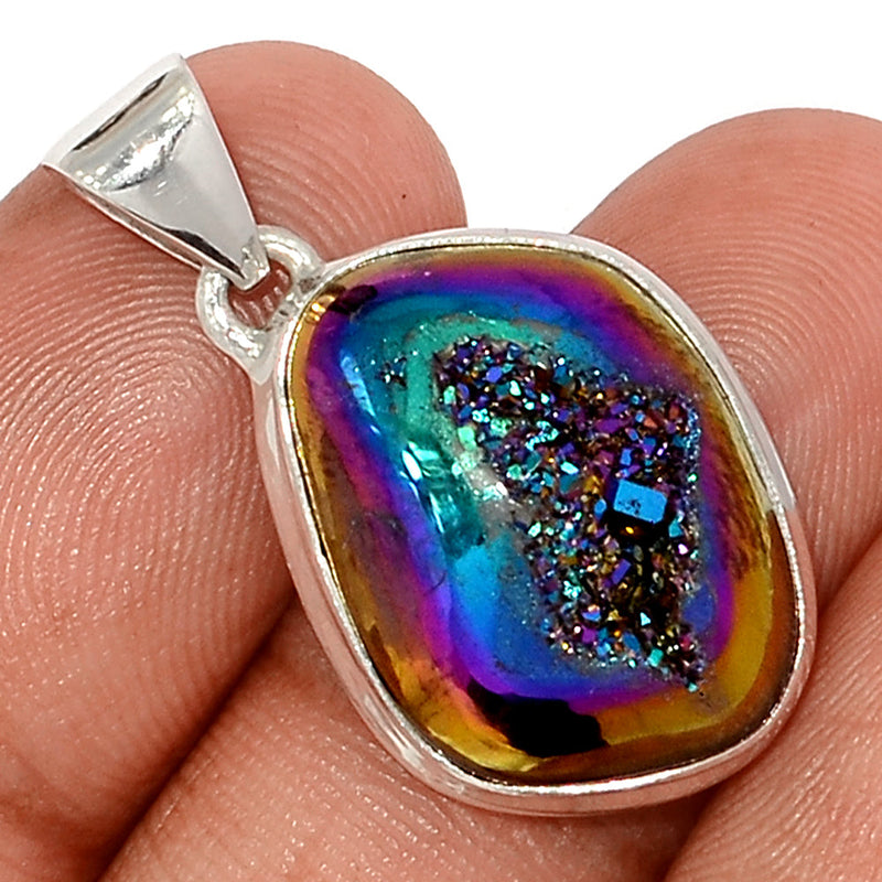1.2" Titanium Window Druzy Pendants - TWDP942