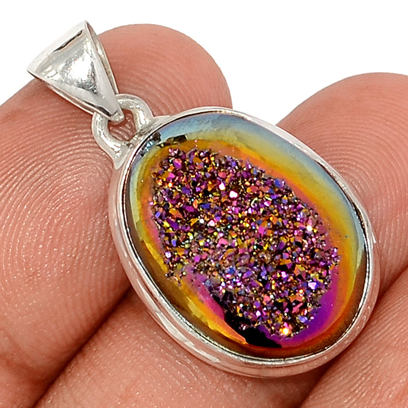 1.2" Titanium Window Druzy Pendants - TWDP943